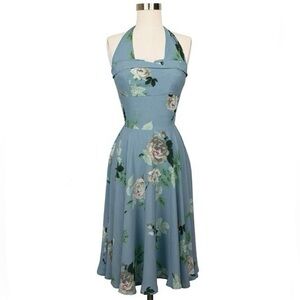Trashy Diva French Blue Roses Trixie Halter Dress